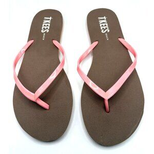 TKEES Beach Contours Sandals - Pink / Dark Brown Leather, Size 9, NWOB